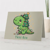 Kerst Dinosaur Light Party Funny Tree Rex Kaart (Voorkant)