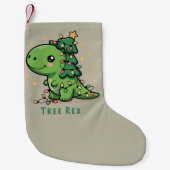 Kerst Dinosaur Light Party Funny Tree Rex Kleine Kerstsok (Voorkant)
