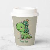 Kerst Dinosaur Light Party Funny Tree Rex Papieren Bekers (Voorkant)