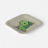 Kerst Dinosaur Light Party Funny Tree Rex Papieren Bordje (Gebogen)