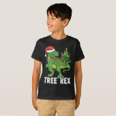 Kerst Dinosaur Tree Rex Xmas Trex Pyjama Mannen T-shirt (Voorkant volledig)