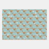 Kerst Dinosaurus Fun Waterverf Inpakpapier Vel (Voorkant)