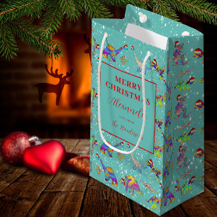 Kerst Dinosaurus Patroon Gepersonaliseerd Klein Cadeauzakje