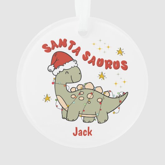 Kerst Dinosaurus Santasaurus Naam Schattige Ornament (achterkant)