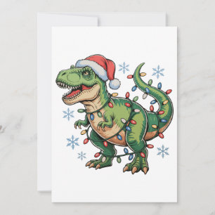 Kerst Dinosaurus T Rex Zalig Kerstfeest Verlichtin Feestdagenkaart
