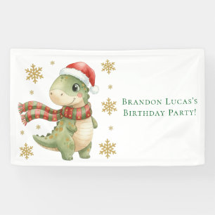 Kerst Dinosaurus Verjaardagsfeestje Spandoek