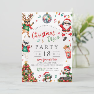 Kerst Disco Kerstman DJ Sneeuwman Feest Kaart