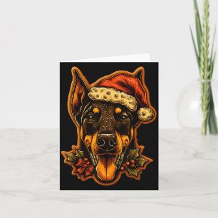 Kerst Dobermann Hond Met Kerstman Hoed Peperkoek Kaart
