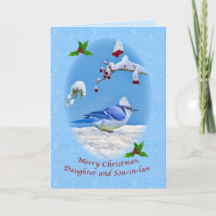 Kerst, dochter en schoonzoon, Blauwe Vogel en Feestdagen Kaart