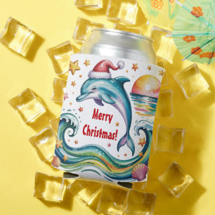 Kerst Dolfijn in Tropisch Paradijs Custom Blikjeskoeler
