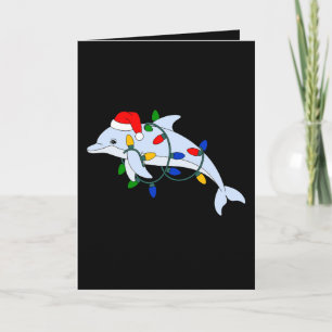 Kerst Dolfijn Kerstman Hoed Kerst Lichtjes Oceaan Kaart