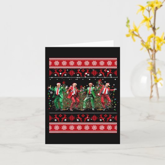 Kerst Donald Trump President 2024 Dancing Funn Kaart (Gele Bloem)