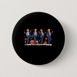 Kerst Donald Trump President 2024 Dancing Funn Ronde Button 5,7 Cm