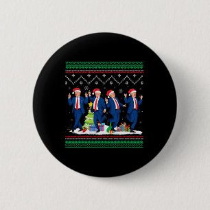 Kerst Donald Trump President 2024 Dancing Funn Ronde Button 5,7 Cm