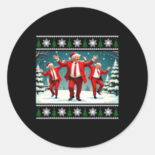 Kerst Donald Trump President 2024 Dancing Funn Ronde Sticker