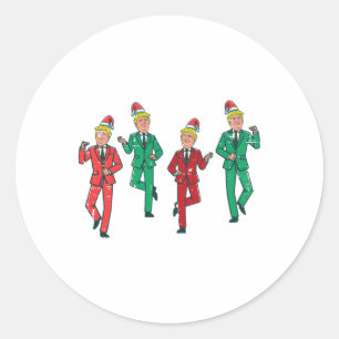 Kerst Donald Trumps Dansende Grappige Xmas Mannen Ronde Sticker