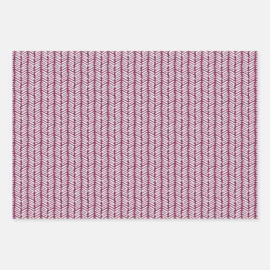 Kerst Donker Mauve Taupe Licht Blush Roze Zigzag Inpakpapier Vel (Voorkant 3)
