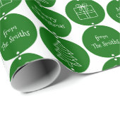 Kerst donkergroene cirkels aangepaste naam cadeaupapier (Rol Hoek)