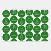 Kerst donkergroene cirkels aangepaste naam inpakpapier vel (Voorkant 2)