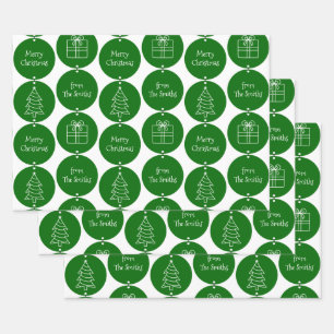 Kerst donkergroene cirkels aangepaste naam inpakpapier vel