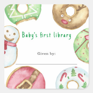 Kerst donuts koekjes - Baby's eerste bibliotheek Vierkante Sticker