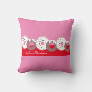 Kerst Donuts Strooisel Bakkerij Roze Rood Kussen