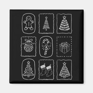 Kerst Doodle 2025 Coquette Strik Kerstboomornament Magneet
