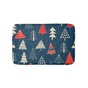 Kerst doodle bomen, naadloos winterpatroon. badmat