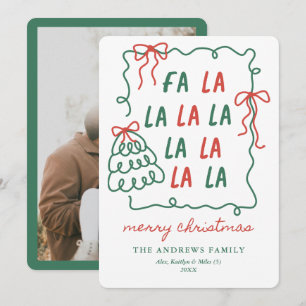Kerst Doodle Bows Rood & Groen Prettig Kerstfeest Feestdagenkaart