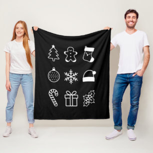 Kerst Doodle Gingerbread Tree Snoep Xmas Fleece Deken