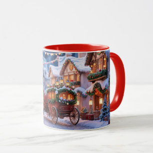 Kerst dorp illustratie mok