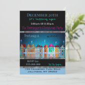 Kerst dorp jaarlijkse vakantie kerstfeest kaart (Staand voorkant)