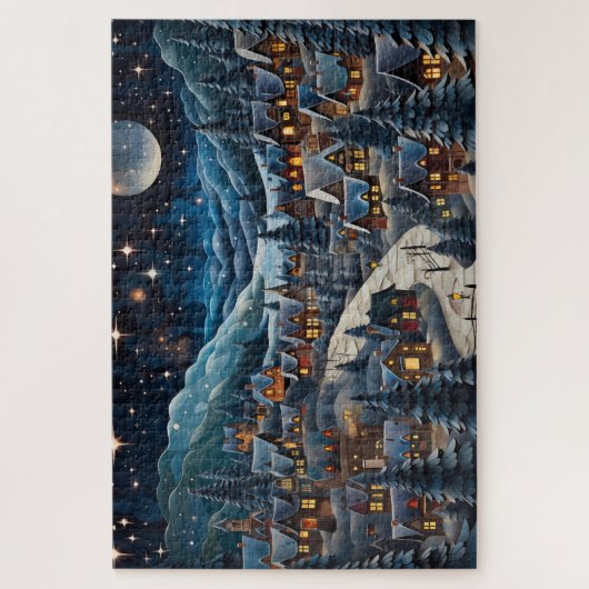 Kerst dorp puzzel legpuzzel (Verticaal)