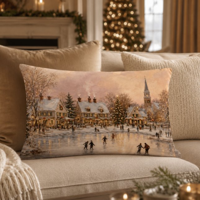 Kerst Dorp Schaatsen Accent Kussen (Creator heeft geüpload)