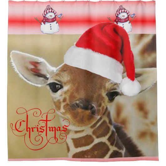 Kerst Douche Gordijn Giraffe (Voorkant)