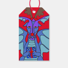 Kerst draak cadeau labels (pak van 10) cadeaulabel