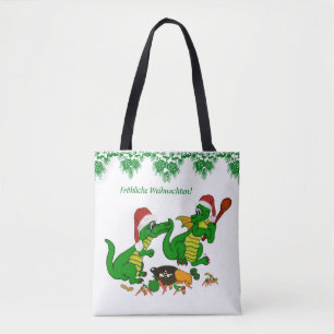 Kerst Draak , in het Nederlands Tote Bag