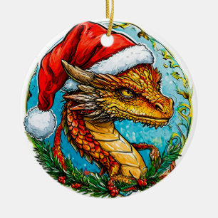 Kerst draak keramisch ornament