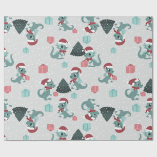 kerst draak sint winter sneeuw schattig xmas cadeaupapier