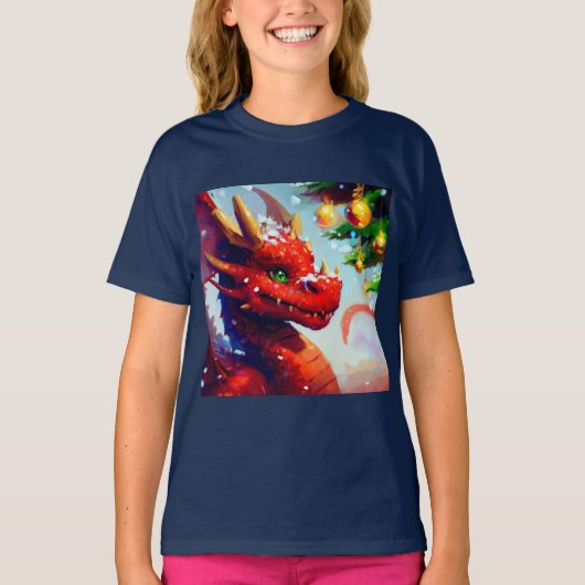 Kerst Dragon 2 T-shirt (Voorkant)