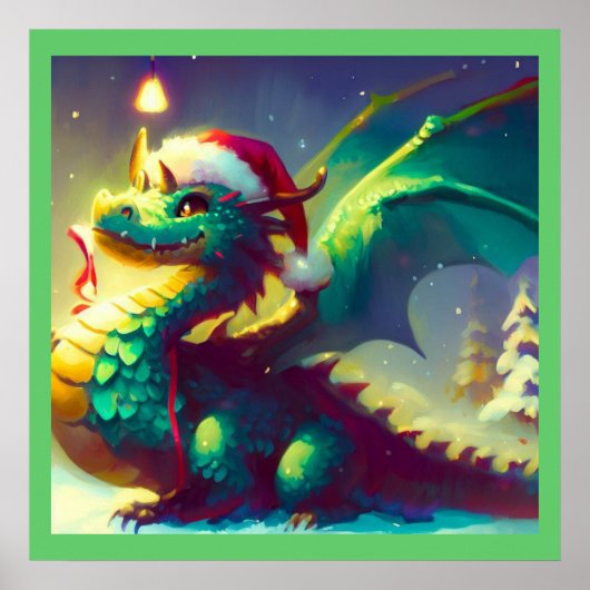 Kerst Dragon 3 Poster (Voorkant)