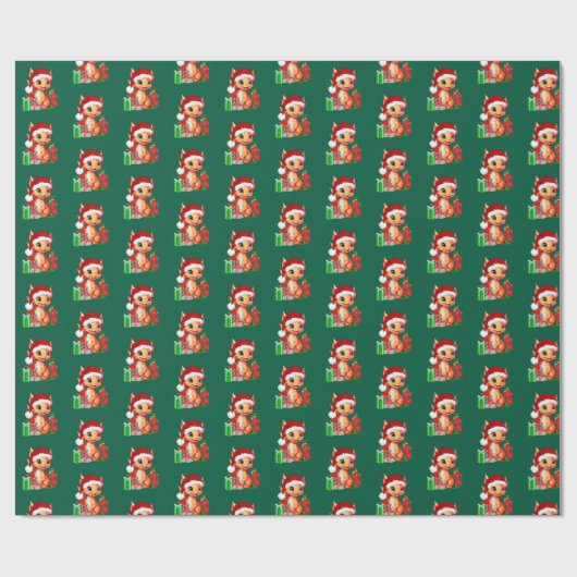 Kerst Dragon Inpakpapier (Vlak)