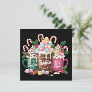 Kerst Dranken Roze Coquette Peperkoek Koffie  Feestdagenkaart