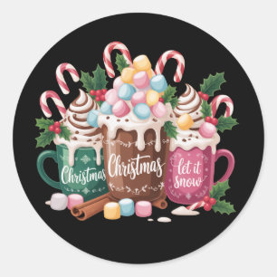 Kerst Dranken Roze Coquette Peperkoek Koffie Ronde Sticker
