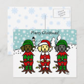 Kerst Drie Lab Puppies Feestdagenkaart (Voorkant / Achterkant)