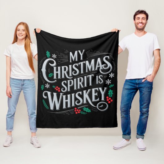 Kerst Drink Whiskey Lovers Drinker Gezegde Fleece Deken (In situ)