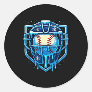 Kerst Drip Honkbal Catcher Masker Ijsje Drip Ronde Sticker