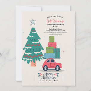 Kerst Drive-By Cadeau Uitwisselingsuitnodiging Kaart