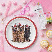 Kerst Duitse Herder Kersthonden Papieren Bordje (Feest)