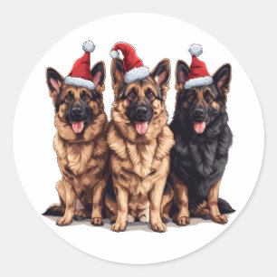 Kerst Duitse Herder Kersthonden Ronde Sticker